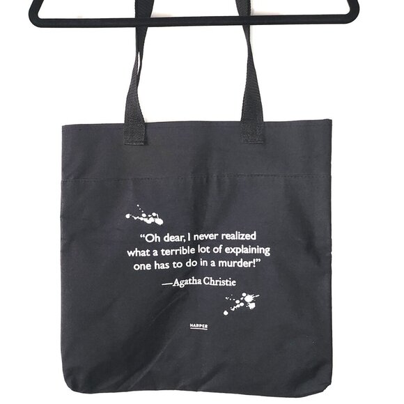 Agatha Christie "Queen of Mystery" Black Canvas Tote Bag - Picture 2 of 5